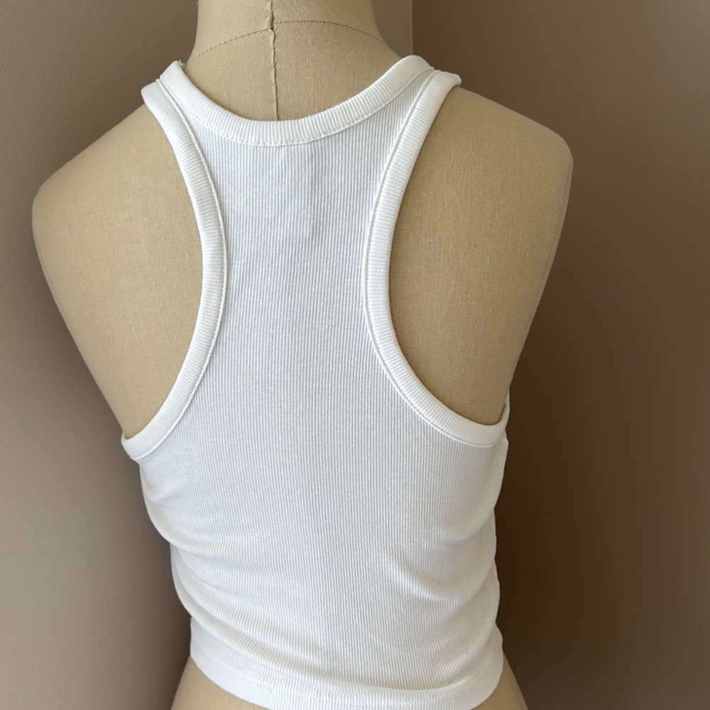 White Ribbed Tank Top - Picture 2 of 2